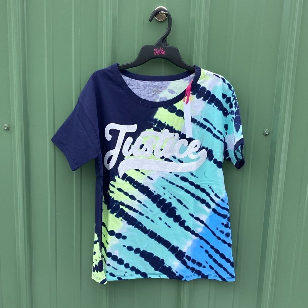 Justice Girls Tie Dye Ringer Short Sleeve T-Shirt, Size L